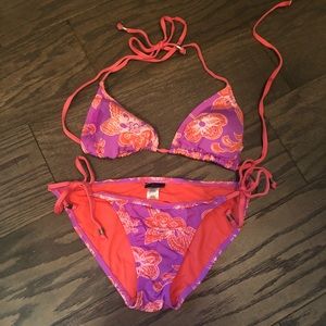Old Navy Bikini purple and coral floral flowers